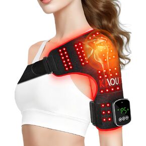 Cordless Red Light Therapy for Shoulder with Vibration Massage, 5000mAh Rechargeable Heated Shoulder Pad Massager, 660nm&850nm Near Infrared Light Therapy for Joint Pain Relief (Black) in Saudi Arabia