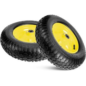 Taifa 2 PCS 16" Pneumatic Rubber Replacement Tires and 4.80/4.00-8" Wheels with 5/8" Bearings, Inflated Air Wheel for Garden Cart/Hand Truck/Trailers/Dolly/Wheelbarrow/Wagon/Trolley etc. in Kuwait