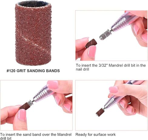 Yosoo Sanding Bands Sanding Bands، 100 قطعة من أربطة الصنفرة الفنية للأظافر، أدوات تجميل الأظافر والباديكير، تلميع وإزالة الجلد الميت، أربطة حفر الأظافر، مبرد أظافر، مبرد حصى، مجموعة مغزل in Kuwait