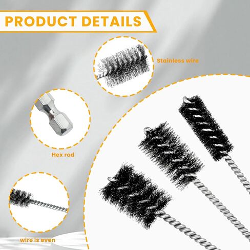 6 قطع فرشاة حفر لتنظيف الأنابيب النحاسية، فرش تنظيف سلك الحفر من الفولاذ المقاوم للصدأ، ساق سداسية 1/4 بوصة لمثاقب الطاقة، ومحركات الصدمات (12/19/22 مم) in Kuwait