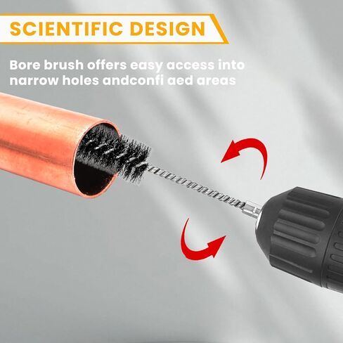 6 قطع فرشاة حفر لتنظيف الأنابيب النحاسية، فرش تنظيف سلك الحفر من الفولاذ المقاوم للصدأ، ساق سداسية 1/4 بوصة لمثاقب الطاقة، ومحركات الصدمات (12/19/22 مم) in Kuwait