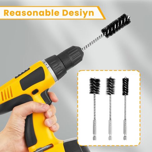 6 قطع فرشاة حفر لتنظيف الأنابيب النحاسية، فرش تنظيف سلك الحفر من الفولاذ المقاوم للصدأ، ساق سداسية 1/4 بوصة لمثاقب الطاقة، ومحركات الصدمات (12/19/22 مم) in Kuwait