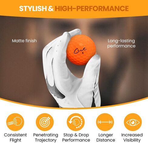 قطع الجولف - كرات جولف ذات ملمس ناعم لمسافة الذروة - دستة واحدة من انخفاض دوران الكرة - دقة محسنة، تحكم جانبي أخضر، المسافة، طيران الكرة، الرؤية - غير لامعة - كرات جولف برتقالية in Kuwait