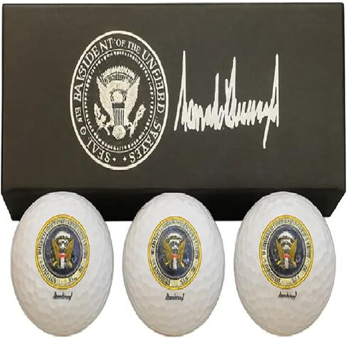 مجموعة كرات جولف رئاسية قابلة للتجميع مع توقيع دونالد ترامب، بيضاء، 3 عبوات مع صندوق هدايا للعرض | مجموعة كرات جولف فاخرة قابلة للتجميع، هدية ترامب للجولف للرجال in Kuwait