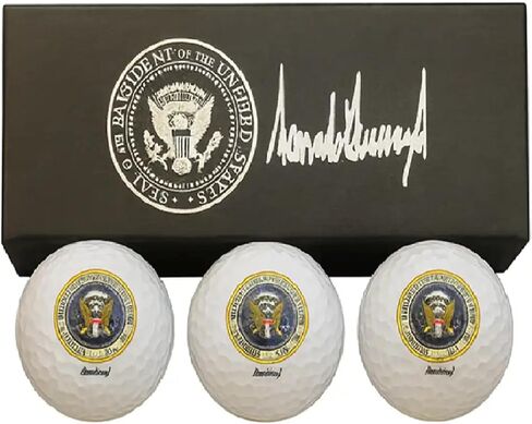 مجموعة كرات جولف رئاسية قابلة للتجميع مع توقيع دونالد ترامب، بيضاء، 3 عبوات مع صندوق هدايا للعرض | مجموعة كرات جولف فاخرة قابلة للتجميع، هدية ترامب للجولف للرجال in Kuwait