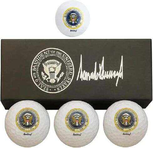 مجموعة كرات جولف رئاسية قابلة للتجميع مع توقيع دونالد ترامب، بيضاء، 3 عبوات مع صندوق هدايا للعرض | مجموعة كرات جولف فاخرة قابلة للتجميع، هدية ترامب للجولف للرجال in Kuwait