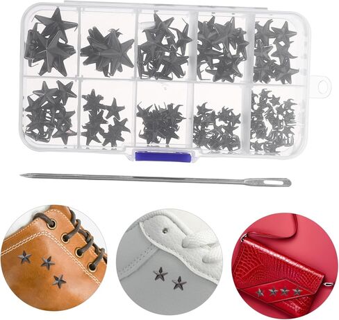 TEHAUX Mini Star Studs Set with Box Awl Small Decorative Rivets for Clothing Handbags and Crafting DIY Fashion Accessories for Dressmaking and Suitcase Hardware in Saudi Arabia
