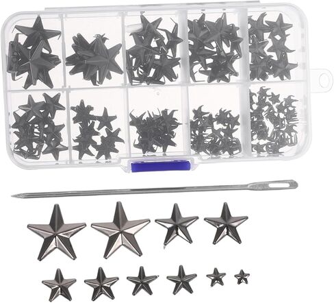 PLAFOPE 1 Set Metal Star Studs for Dressmaking Unique Five Pointed Rivets Convenient Storage Box for DIY Clothing Shoes Bags Decorative Hardware for Creative Projects in Saudi Arabia