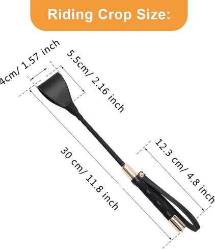 Horse Crop Black, Faux Leather Riding Crop with Anti-Slip Grip Gel Handle (30cm, Black) in Saudi Arabia