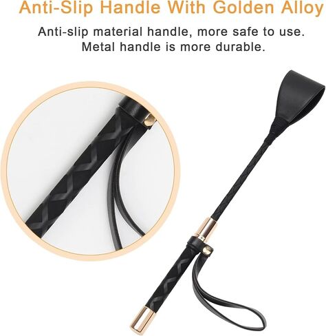 Horse Crop Black, Faux Leather Riding Crop with Anti-Slip Grip Gel Handle (30cm, Black) in Saudi Arabia