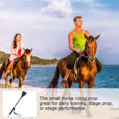 Horse Crop Black, Faux Leather Riding Crop with Anti-Slip Grip Gel Handle (30cm, Black) in Saudi Arabia