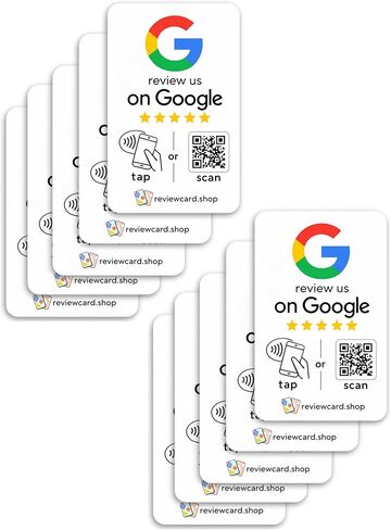 مراجعة بطاقات النقر (10 عبوات) بواسطة بطاقة المراجعة - اضغط للمراجعات الفورية - جميع الهواتف المتوافقة - ميزة Smart Tap NFC وQR القابلة لإعادة الاستخدام - تعزيز مراجعات الأعمال - مراجعة Google (10 عبوات من بطاقة مراجعة Google) in Kuwait