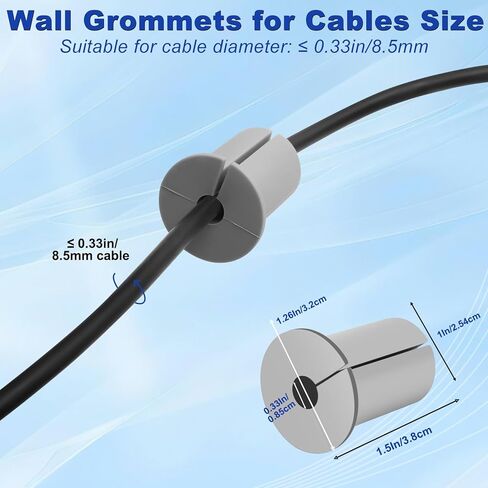 طقم توجيه كابل بحلقة تثبيت للكابل مكون من 12 قطعة لـ Starlink، يمر جدار كابل السيليكون من خلال حلقات حائط مقاس 1 بوصة للكابلات باللون الرمادي المقاوم للانزلاق من خلال حلقة معدنية لشبكة Starlink Ethernet in Kuwait