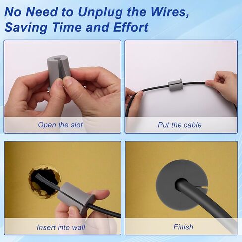 طقم توجيه كابل بحلقة تثبيت للكابل مكون من 12 قطعة لـ Starlink، يمر جدار كابل السيليكون من خلال حلقات حائط مقاس 1 بوصة للكابلات باللون الرمادي المقاوم للانزلاق من خلال حلقة معدنية لشبكة Starlink Ethernet in Kuwait