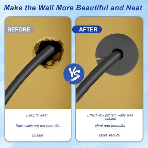 طقم توجيه كابل بحلقة تثبيت للكابل مكون من 12 قطعة لـ Starlink، يمر جدار كابل السيليكون من خلال حلقات حائط مقاس 1 بوصة للكابلات باللون الرمادي المقاوم للانزلاق من خلال حلقة معدنية لشبكة Starlink Ethernet in Kuwait