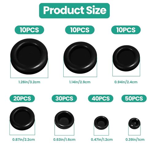 طقم حلقات مطاطية 170 قطعة، 7 أحجام حلقات أسلاك مقاومة للماء، سدادات ثقب مطاطية لجدار الحماية، لحماية خرطوم الكابل، الأسلاك، السيارات، قناة أسلاك ديكور المنزل in Kuwait