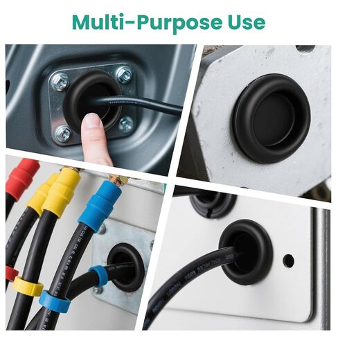 طقم حلقات مطاطية 170 قطعة، 7 أحجام حلقات أسلاك مقاومة للماء، سدادات ثقب مطاطية لجدار الحماية، لحماية خرطوم الكابل، الأسلاك، السيارات، قناة أسلاك ديكور المنزل in Kuwait