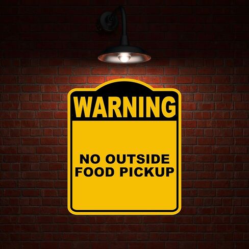 NO OUTSIDE FOOD PICKUP Warning Yellow Black Aluminum Composite Sign 15 x 18 inches in Kuwait