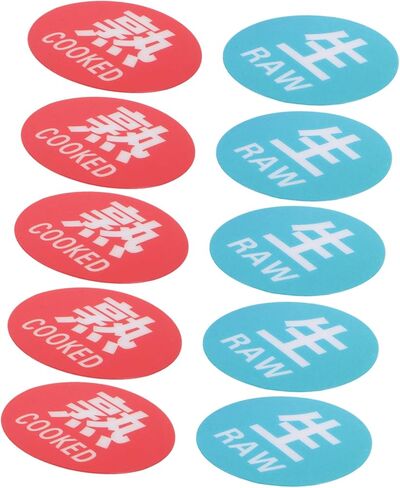 NUOBESTY 10-Piece Reusable Plastic Food Storage Sign Set Raw and Cooked Food Separation Labels for Commercial Kitchens and Home Cooking Safety in Saudi Arabia