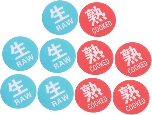 Tofficu 10pcs Plastic Food Safety Signage for Raw and Cooked Food Separation Reusable Kitchen Storage Stickers for Commercial Use Sturdy Labels for Fridge and Restaurant Decor in Saudi Arabia