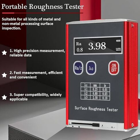 Sur-face Roughness Tester, High Accuracy 0.01μm Portable Profilometer,Measuring Range Ra/Rq 0.05~15.0μm Rz/Rt 0.1~50.0μm, with LED Display, Rechargeable in Saudi Arabia