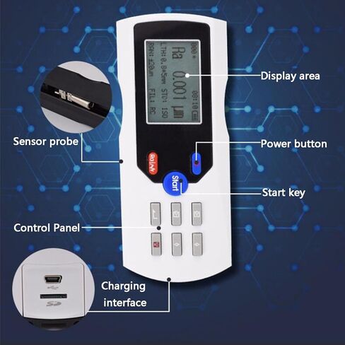 جهاز اختبار خشونة السطح، مقياس رقمي محمول باليد، مع شاشة LCD، مسبار ماسي، دقة 0.001 ميكرومتر، قابل لإعادة الشحن، للوجه المعدني in Saudi Arabia