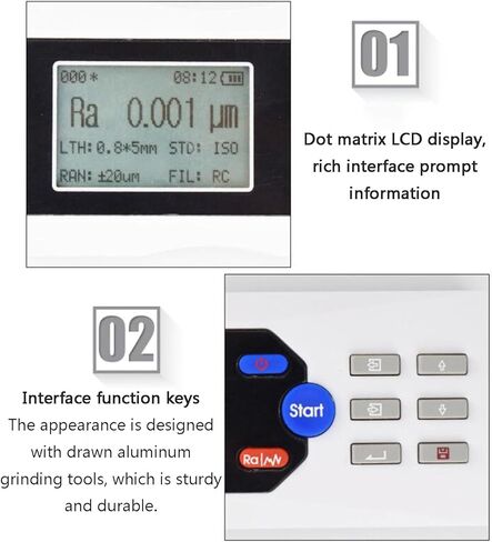 جهاز اختبار خشونة السطح، مقياس رقمي محمول باليد، مع شاشة LCD، مسبار ماسي، دقة 0.001 ميكرومتر، قابل لإعادة الشحن، للوجه المعدني in Saudi Arabia