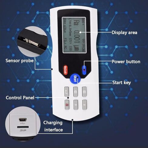 مقياس الملف الشخصي الرقمي المحمول، جهاز اختبار خشونة الوجه، دقة 0.001 ميكرومتر، مع شاشة LCD، مسبار ماسي، قابل لإعادة الشحن in Saudi Arabia