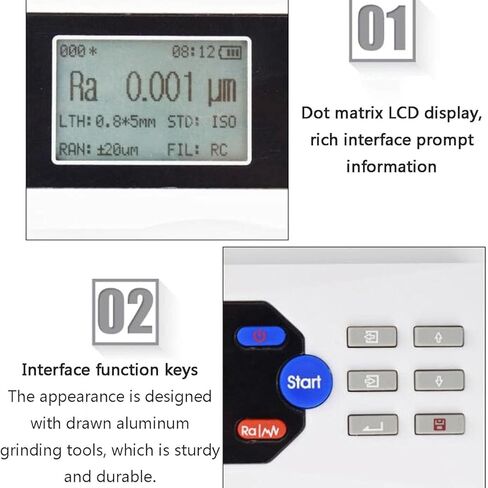 مقياس الملف الشخصي الرقمي المحمول، جهاز اختبار خشونة الوجه، دقة 0.001 ميكرومتر، مع شاشة LCD، مسبار ماسي، قابل لإعادة الشحن in Saudi Arabia