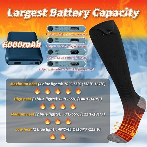 Heated Socks for Men Women - Rechargeable, Washable, Electric Heated Socks for Hunting, Camping, Hiking, Walking, Fishing, Cycling, Outdoor Work in Saudi Arabia