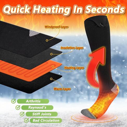 Heated Socks for Men Women - Rechargeable, Washable, Electric Heated Socks for Hunting, Camping, Hiking, Walking, Fishing, Cycling, Outdoor Work in Saudi Arabia
