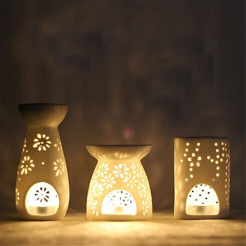 حامل شموع ضوء الشاي السيراميكي، حامل شموع لتدفئة الزيوت العطرية العلاجية، موزع شموع للفرن، ديكور منزلي للتأمل في المنتجعات الصحية واليوجا in Kuwait