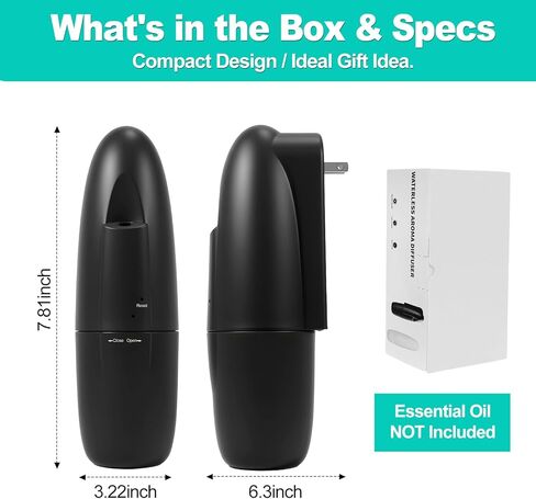 موزع روائح الزيوت العطرية بدون ماء، جهاز هواء ذكي برائحة الرذاذ بمساحة 400-800 قدم مربع مع التحكم في التطبيق (بلوتوث)، سعة 100 مل، مانع للتسرب، للمنزل، الفندق، المكتب، المنتجعات الصحية (أسود) in Kuwait