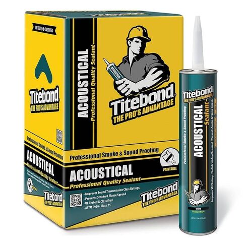 Titebond مانع تسرب الصوت والدخان الصوتي 28 أونصة. (12 عبوة) - سدادة لتقليل الضوضاء، لاصق مرن قابل للطلاء، حشوة فجوات مانعة للحريق، تمنع انتشار اللهب - 2892 in Saudi Arabia