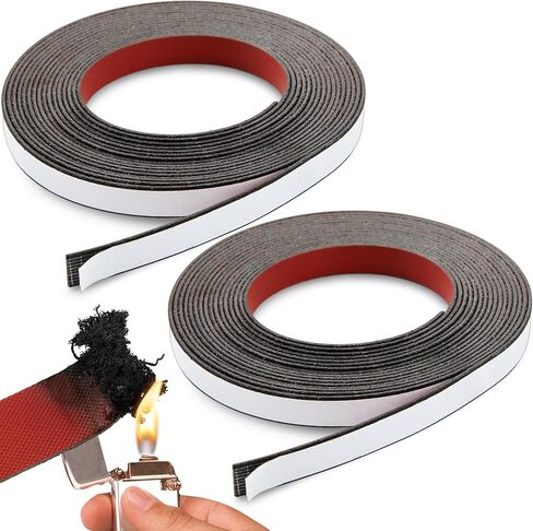 2 Rolls Intumescent Smoke Seal Strip Tape Flexible Expanding Fire Door Strips Adhesive Backed Composite Rubber Smoke Gasket Seal for Fire Windows Steel Doors, 0.6'' x 0.08'' x 9.8'/Roll in Saudi Arabia