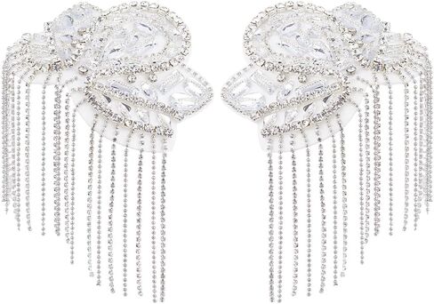 SUPERFINDINGS 2PCS Rhinestone Tassel Shoulder Epaulette Shoulders Retro Rhinestone Shoulder Badges Epaulet Brooch Pin Suit Epauletter Blazer Badges for Men Women Cloth Accessories, 17.4cm/6.9" in Saudi Arabia