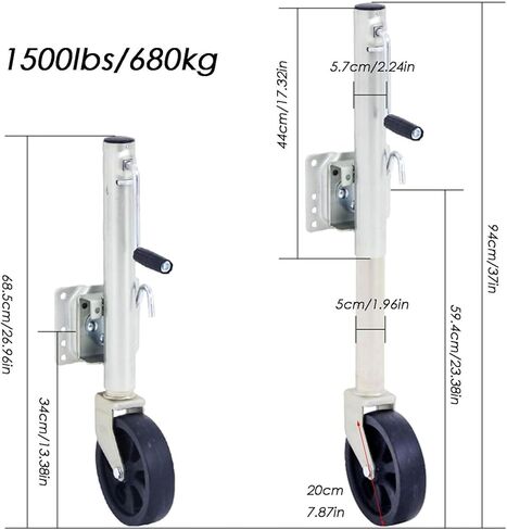 Trailer Jack Wheel - Foldable and Retractable Trailer Jack Support Wheels, Swivel Trailer Jack, Heavy Duty Boat Trailer Jack with 8'' Wheels, 1500 Lbs, for Rv T in Saudi Arabia