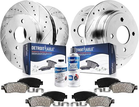 Detroit Axle-مجموعة الفرامل لعام 2013-19 Nissan Pathfinder Infiniti QX60 ، 15-19 استبدال Murano 12.58 "بوصة الأمامية و 12.13" بوصة خلفية متداول الفرامل المحفورة 2015 2015 2017 18 وسادات السيراميك in Kuwait