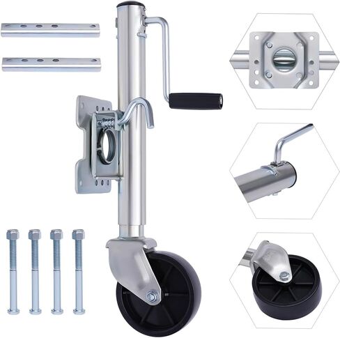 Lift Swivel Trailer Jack - Boat Trailer Jack with Wheel, 20Cm Trailer Support Wheel, 1200Kg Heavy-Duty Bolt-On Swivel Jack, Automatic Support Wheel, Support Whe in Saudi Arabia