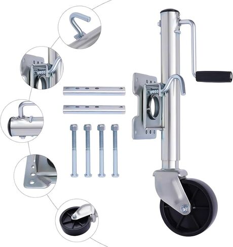 Lift Swivel Trailer Jack - Boat Trailer Jack with Wheel, 20Cm Trailer Support Wheel, 1200Kg Heavy-Duty Bolt-On Swivel Jack, Automatic Support Wheel, Support Whe in Saudi Arabia