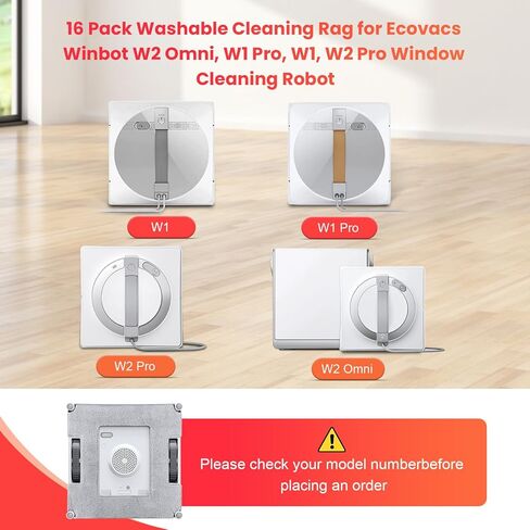 16 Pack Washable Cleaning Rag for Ecovacs Winbot W2 Omni, W1 Pro, W1, W2 Pro Window Cleaning Robot, Reusable Microfiber Cleaning Rag Cloth Replacement Accessories in Kuwait