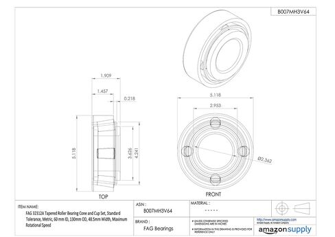 FAG Bearings 32312A Tapered Roller Bearing Cone and Cup Set, Standard Tolerance, Metric, 60 mm ID, 130mm OD, 48.5mm Width in Saudi Arabia