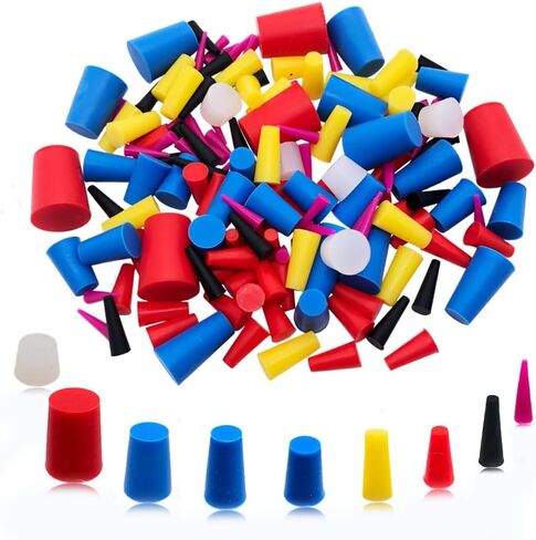 150PCS 9 Sizes Rubber Stoppers Plugs, Silicone Rubber Tapered Plugs 1/16" to 3/4" High Temperature Resistant Hole Plugs for Coating,Painting Protection (150) in Saudi Arabia
