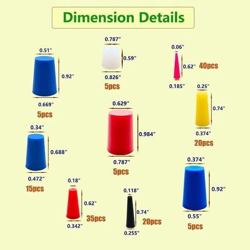 150PCS 9 Sizes Rubber Stoppers Plugs, Silicone Rubber Tapered Plugs 1/16" to 3/4" High Temperature Resistant Hole Plugs for Coating,Painting Protection (150) in Saudi Arabia