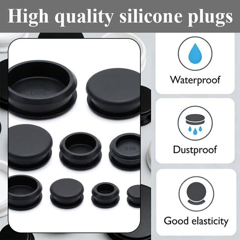 8PCS Silicone Plugs for Round Holes,Aterproof Round Silicone Stoppers Bottle Seal Plugs,1-1/2"(38.6mm) Black Snap in Locking Hole Plugs,Tube End Cover Soft Flexible Stopper Plugs Furniture Accessory in Kuwait