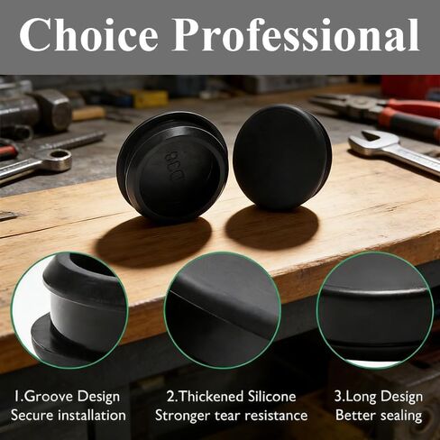 8PCS Silicone Plugs for Round Holes,Aterproof Round Silicone Stoppers Bottle Seal Plugs,1-1/2"(38.6mm) Black Snap in Locking Hole Plugs,Tube End Cover Soft Flexible Stopper Plugs Furniture Accessory in Kuwait