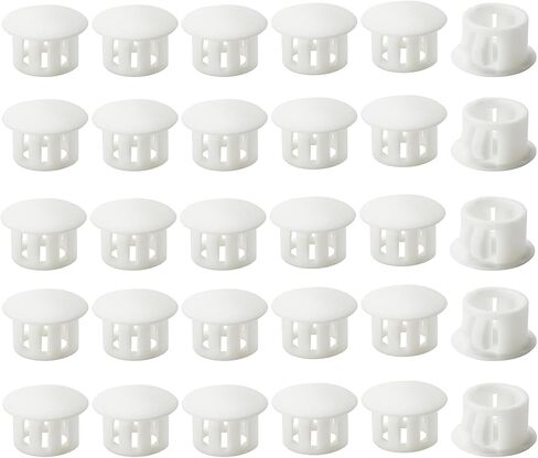 30pcs Plastic Hole Plugs, Snap in Locking Hole Tube Circular Locking Fastener Cover, Insert End Caps for Furniture Fencing Post Pipe - 16mm, White in Saudi Arabia