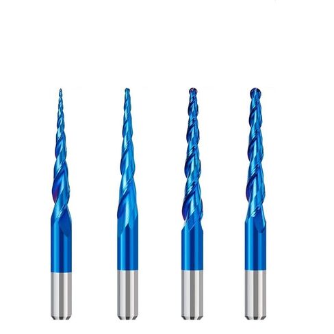 4pcs 2-Flute Tapered Ball Nose Spiral End Mill R0.25-1.0 Carbide Milling Cutter CNC Router Bit Wood Cutters Tools 2D and 3D Engraving Carving Woodworking Bits in Saudi Arabia