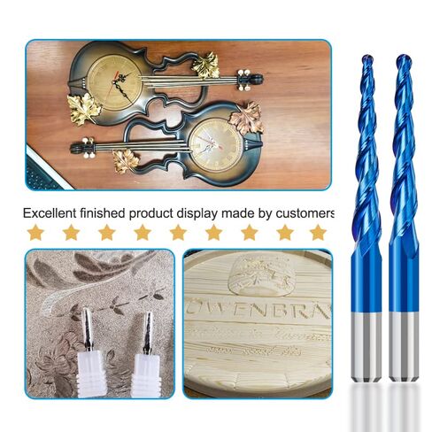4pcs 2-Flute Tapered Ball Nose Spiral End Mill R0.25-1.0 Carbide Milling Cutter CNC Router Bit Wood Cutters Tools 2D and 3D Engraving Carving Woodworking Bits in Saudi Arabia