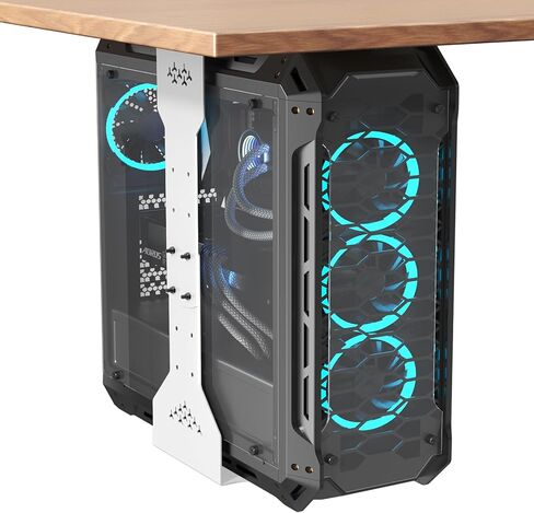 PUTORSEN حامل كمبيوتر تحت المكتب، حامل برج كمبيوتر قابل للتعديل بعرض 7.9-13.4 بوصة، يصل إلى 77 رطلاً، مع سجادات واقية، لحقيبة البرج المتوسطة/الصغيرة في المكتب والألعاب والمختبر والمنزل، أسود in Kuwait